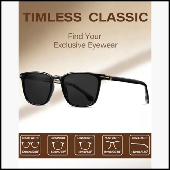 Acetate Square Sunglasses Polarized UV Protection Retro Shades main image 6